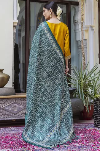 Yellow color silk blend ready to wear women's kurta set