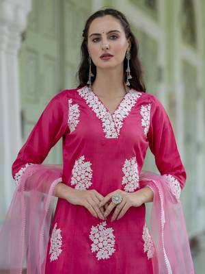 Pink color silk blend ethnic ready to wear women's kurta set 3