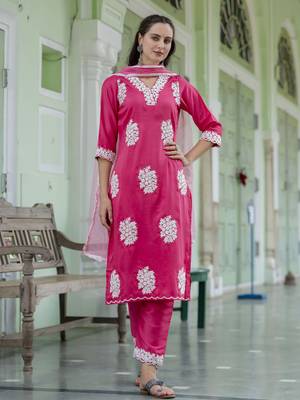 Pink color silk blend ethnic ready to wear women's kurta set 4