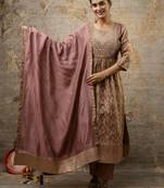 Brown color cotton silk  graceful festive wear readymade suit with dupatta
