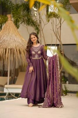 Wine color shimmer two tone readymade salwar kameez for rich looks 1
