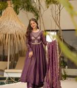 Wine color shimmer two tone fabric readymade salwar kameez for rich ethnic looks