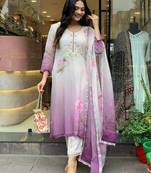 Purple color tebby silk fabric readymade salwar kameez for rich ethnic looks