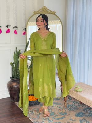 Green color viscosee jacquard readymade salwar kameez for rich looks 4