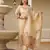 Beige color viscosee assam silk fabric partywear readymade kurta set