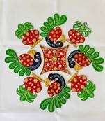 "Handcrafted Wooden Rangoli Set with 4 Peacock Peice, 4 Kalash Pieces & 1 Centerpiece ,Easy-to-Use  for Festive Decor"