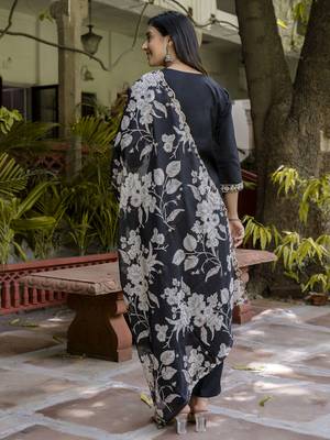 Black color viscosee rayon partywear readymade salwar kameez for trendy looks 2