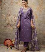 Lavender color viscose rayon fabric partywear readymade salwar kameez for trendy looks
