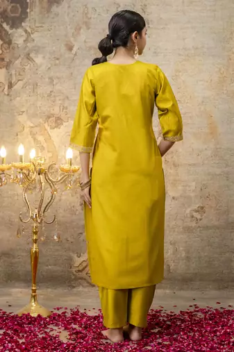 Yellow color viscosee rayon partywear readymade salwar kameez for trendy looks