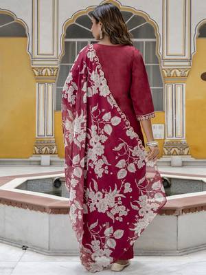 Maroon color viscose rayon fabric partywear readymade salwar kameez for trendy looks 2