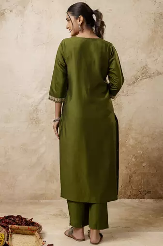 Mahendi color viscosee rayon partywear readymade salwar kameez for trendy looks