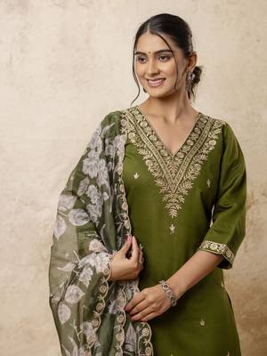 Mahendi color viscosee rayon partywear readymade salwar kameez for trendy looks 3