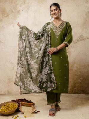 Mahendi color viscosee rayon partywear readymade salwar kameez for trendy looks 4