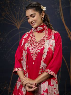 Pink color viscose rayon fabric partywear readymade salwar kameez for trendy looks 3
