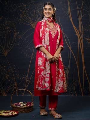 Pink color viscose rayon fabric partywear readymade salwar kameez for trendy looks 4