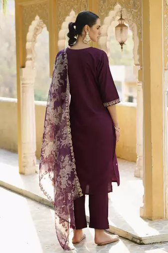 Purple color viscosee rayon partywear readymade salwar kameez for trendy looks
