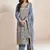 Grey embroidered jacquard pakistani salwar suit