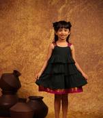 Green cotton dress for girls