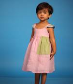 Pink shades of summer sleeveless  cotton dress