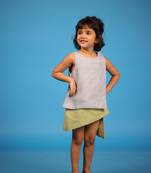 Blue shades of bloom cotton dress with hues