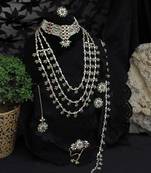 Pearl twirl full set with long necklace, choker, earrings, maangtikka, bracelet, ring & waistbelt