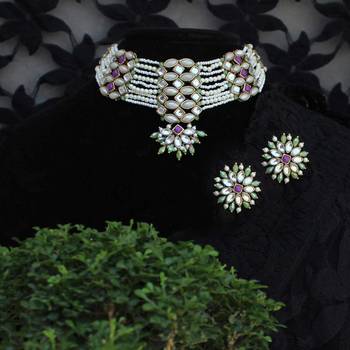 Pearl twirl full set with long necklace, choker, earrings, maangtikka, bracelet, ring & waistbelt 4