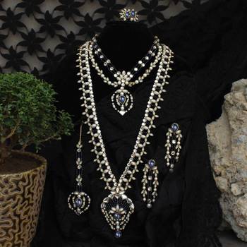 Blue hues full set with choker, long necklace, earrings, bracelet & 2 rings 1