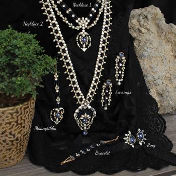 Blue hues full set with choker, long necklace, earrings, bracelet & 2 rings 3