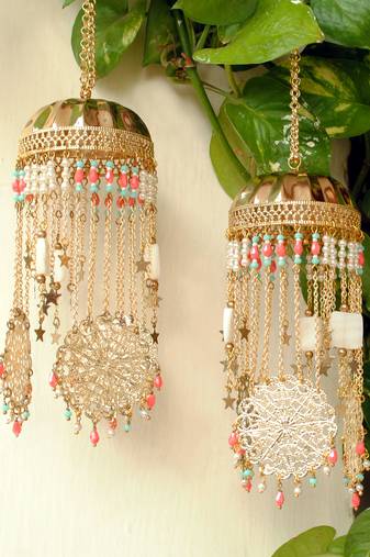 Golden disk with twinkling stars mini kaleere pink