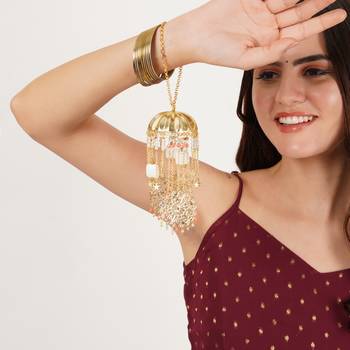 Golden disk with twinkling stars mini kaleere pink 2
