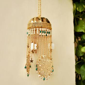 Golden disk with twinkling stars mini kaleere green 2