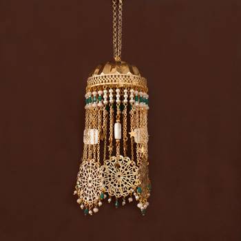Golden disk with twinkling stars mini kaleere green 3