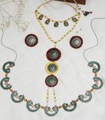 Multi-stranded bohemian jewelry set with circular charms