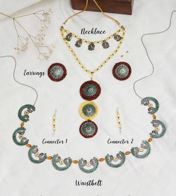 Multi-stranded bohemian jewelry set with circular charms 3