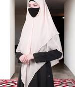 Jade multi layered triangular instant hijabkhimar in georgette