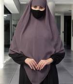 Grey multi layered triangular instant hijabkhimar in georgette