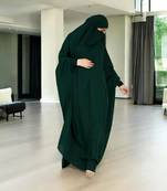 Green one piece jilbab with adjustable nose piece