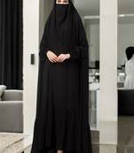 Black very loose fit full length single piece jilbab with adjustable mouthpiece