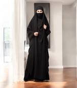 Black full length single piece jilbab with adjustable mouthpiece