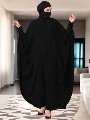 Black front open abaya kaftan 1