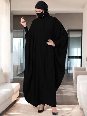 Black front open abaya kaftan 2