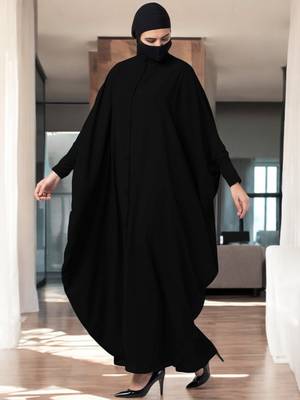 Black front open abaya kaftan 3