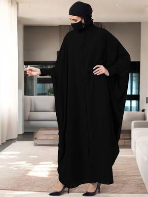 Black front open abaya kaftan 4