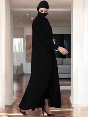 Black front open abaya kaftan 5