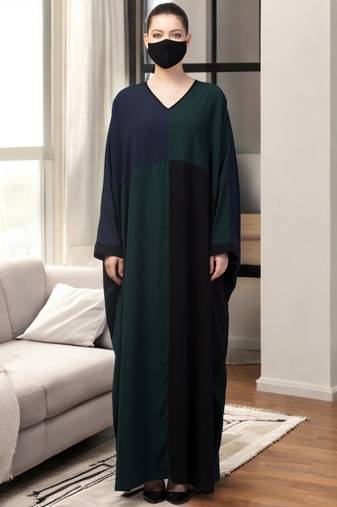 colour blocked kaftan abaya in free size