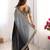 Black chinon silk thread with sequin lace work saree with unstitched blouse