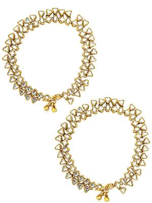 Gold plated kundan studded anklet 3