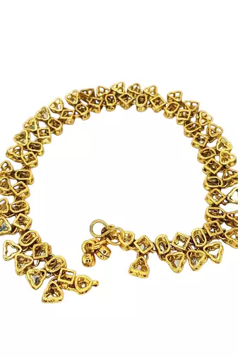 Gold plated kundan studded anklet