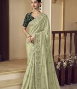 Pista georgette party wear saree with blouse fabric 