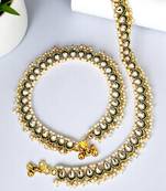 Gold plated kundan studded meenakari anklet